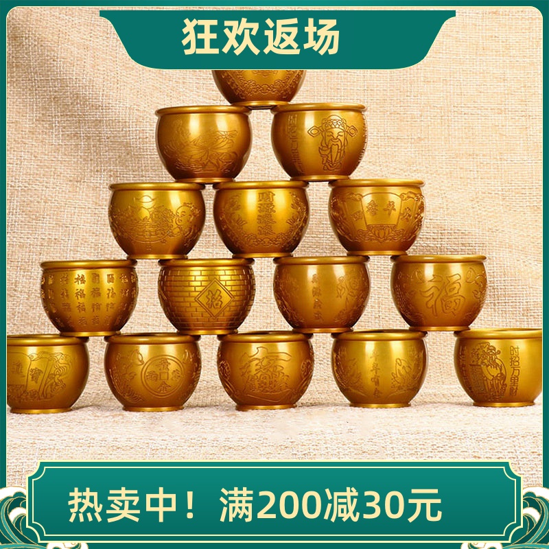 黄铜聚宝盆摆件铜缸年年有余招财进宝家居办公书房装饰品开业乔迁