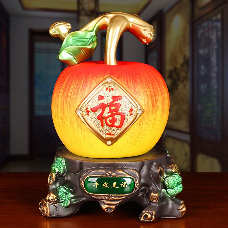 平安是福苹果摆件平安福字树脂工艺品家居客厅电视柜装饰乔迁礼品