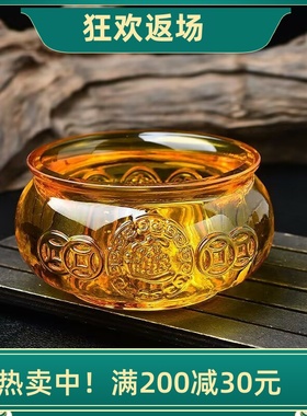 特价黄水晶琉璃聚宝盆摆件装饰品