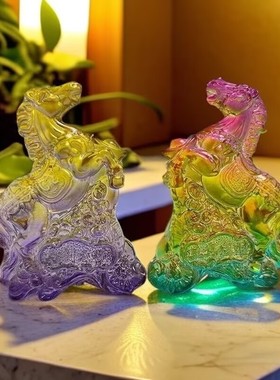 生肖马水晶摆件十二生肖生日礼物