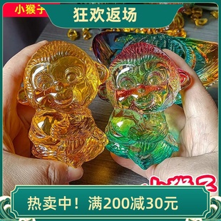小猴子水晶猴子摆件家居装饰品可爱卡通人物玩具十二生肖生日礼物