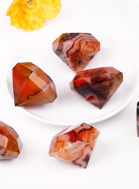 天然石黑红缠丝玛瑙钻石摆件原石