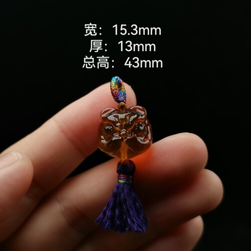 天然原矿抚顺琥珀豆油黄醒狮小滴溜侧挂配饰配珠文玩手串猴头库克