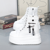 内增高11CM百搭休闲学生棉鞋 女小个子厚底小白鞋 高帮鞋 2025秋冬季
