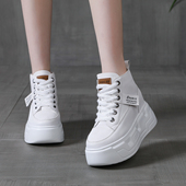 内增高8CM百搭休闲学生棉鞋 女小个子厚底小白鞋 高帮鞋 2025秋冬季