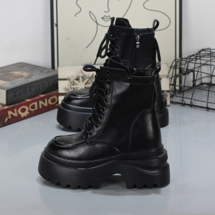 小个子增高10CM厚底马丁靴女2025秋冬新款 百搭短靴保暖瘦瘦靴 时尚