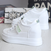 女厚底内增高8CM显瘦百搭休闲网鞋 镂空透气小白鞋 子女2024夏季 鞋