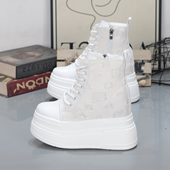 2025年秋冬高帮帆布小白鞋 女厚底内增高11CM小个子百搭休闲棉鞋 女