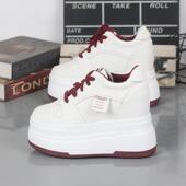 12厘米超厚底内增高小个子加绒秋冬款 2024小白鞋 女休闲百搭松糕鞋