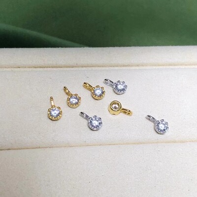 长源纯银镀金锆石小吊坠