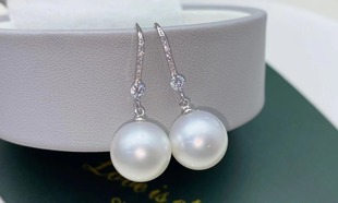 DIY配件天然珍珠S925纯银时尚 12mm圆椭珠 K金工艺精致耳钩空托配6