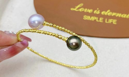 长源纯银镀金双珠手镯配件