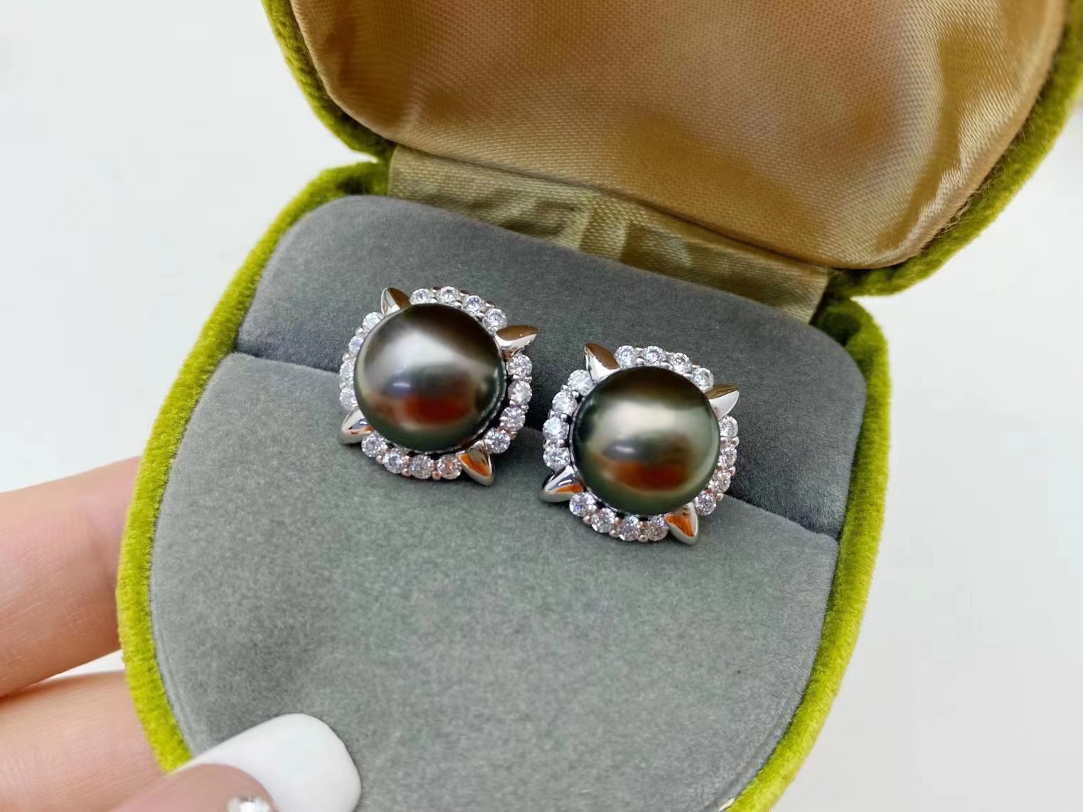 长源纯银镀金锆石耳钉配件