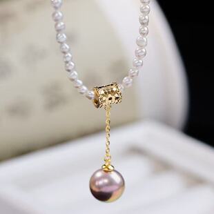 DIY配件天然珍珠S925纯银精工鳞片水桶吊坠项坠空托配9-13mm圆珠