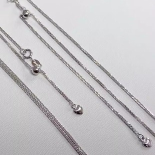 DIY配件S925纯银K金工艺银项链 可抽拉调节爱心链 肖邦链毛衣链