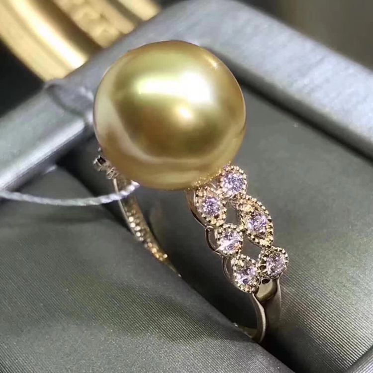 diy纯银复古金色大珍珠