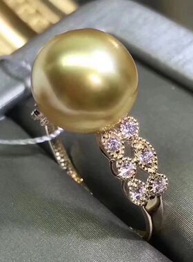 diy纯银复古金色大珍珠