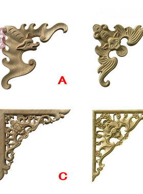 东阳木雕新中式柜子门装饰蝙蝠角花镂空花格 实木雕花贴花片