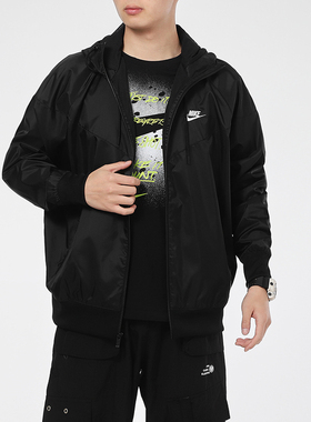 Nike耐克外套男春秋款训练运动服休闲防风梭织连帽夹克DA0002-010