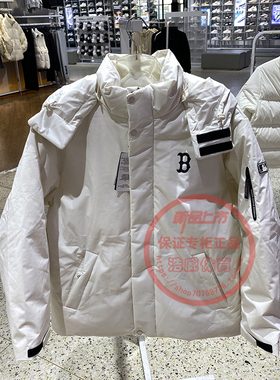 MLB男女羽绒服冬季户外运动防风保暖宽松可拆卸连帽外套3ADJB1246