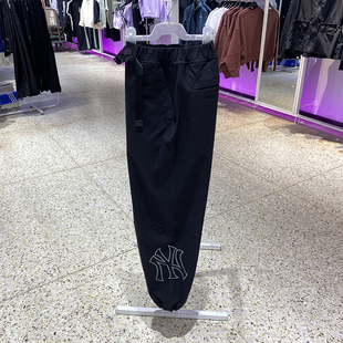 3AWPB0444 NY镂空大标情侣运动休闲宽松束脚梭织长裤 MLB男女裤 秋季