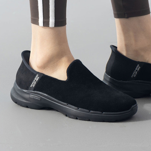 Skechers女鞋闪穿一脚蹬加绒健步鞋轻便舒适运动休闲鞋896281-BBK