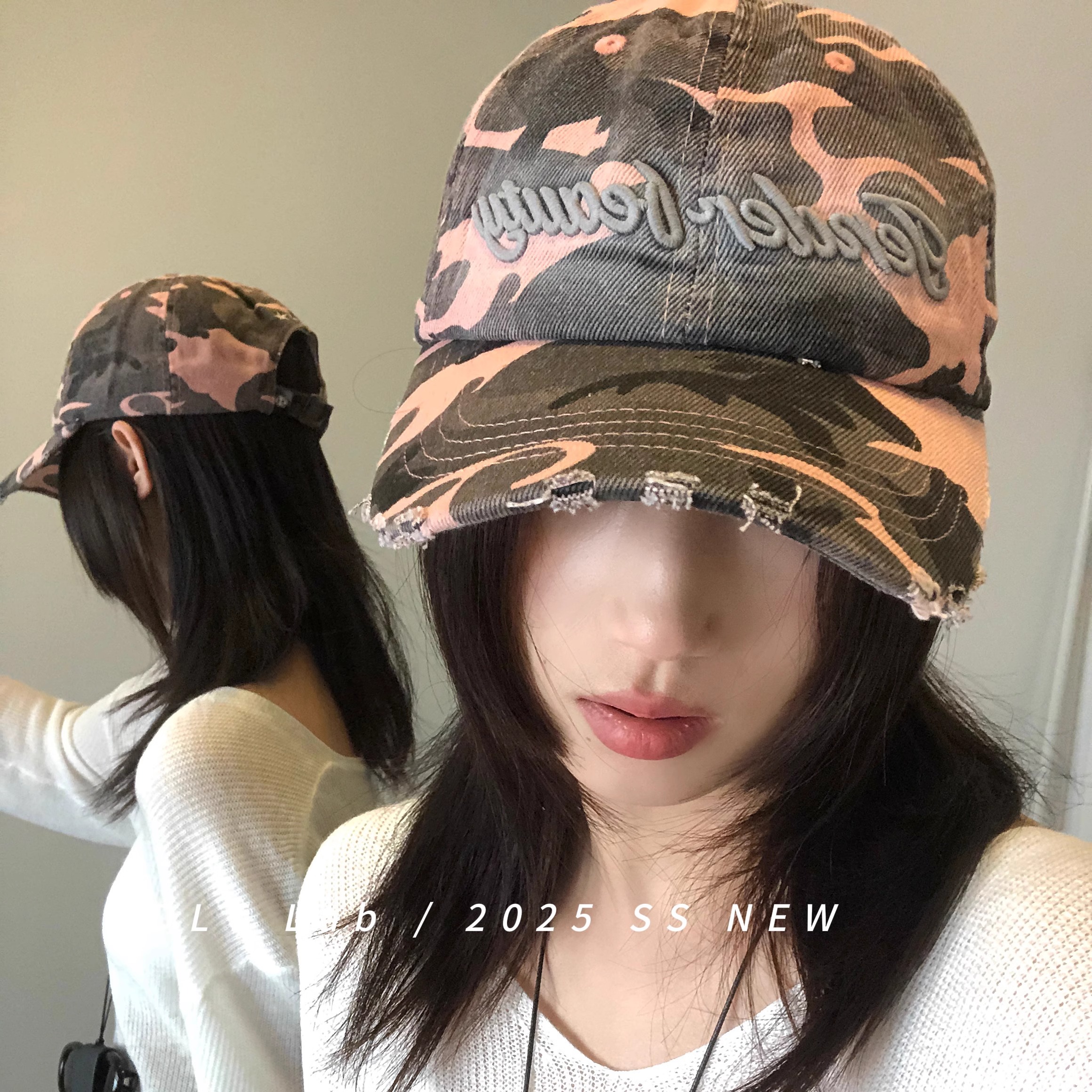 丁老头迷彩字母棒球帽女