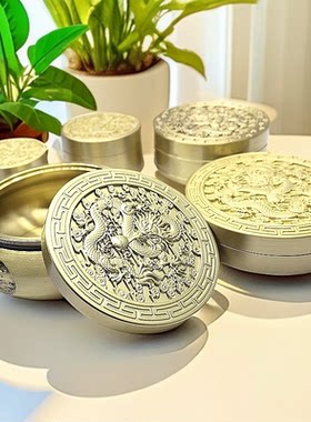 黄铜多功能墨盒砚台印泥盒