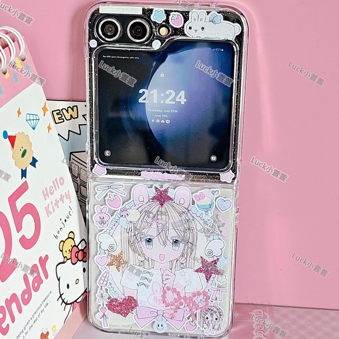 Y2K可爱甜美少女滴胶折叠手机壳