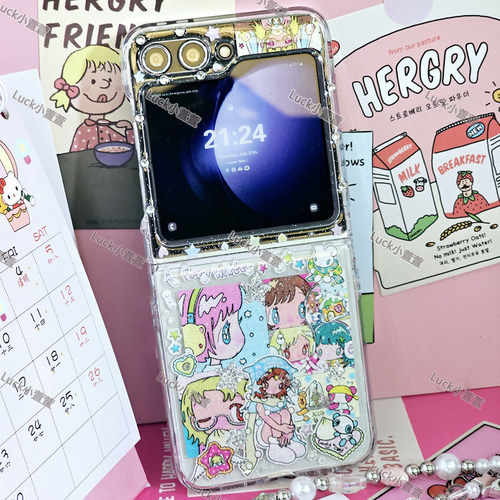 可爱鸟鸟女孩滴胶折叠手机壳