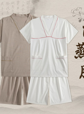 弹力棉白色汗蒸洗浴家居服睡衣大
