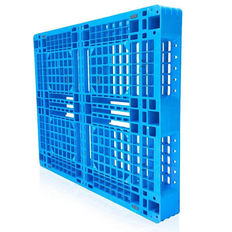 鸣固物流塑料托盘叉车垫板仓库防潮托盘卡板蓝色网格田字1200*1i.