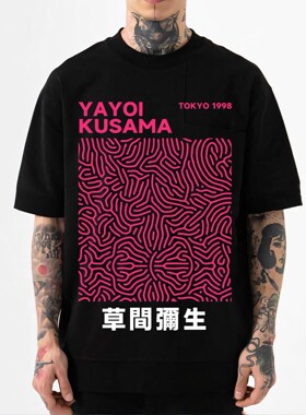 复古摇滚风短袖T恤男女通用宽松动漫印花潮牌黑色上衣