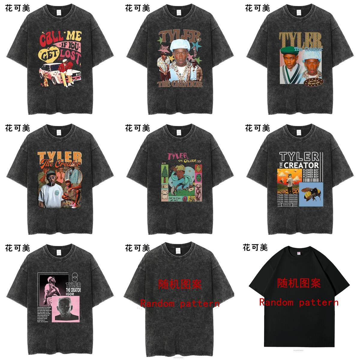 复古摇滚做旧街头男士黑色T恤