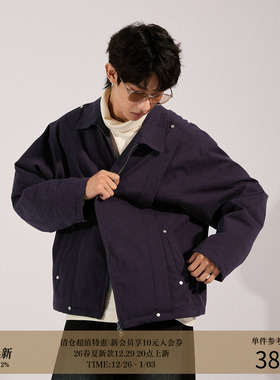 LR MADE 24AW 前片大活褶 质感铆钉 洗水做旧料 保暖夹棉夹克外套