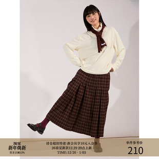 MADE 重磅法兰绒 24AW 复古苏格兰格纹 百褶A字长裙 限定女装