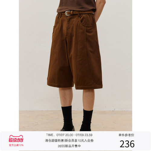 LR MADE 26SS 错位弧形活片 立体挺阔洗水纯棉 复古简约休闲短裤