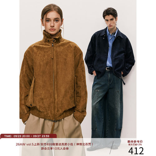 LR MADE 26AW 柔软翻毛麂皮绒 领口拆卸袢扣 半插肩复古外套夹克