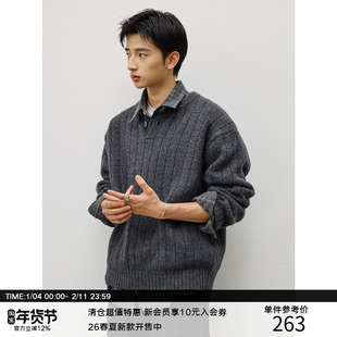 LR MADE 25AW 经典亨利领 重磅羊驼毛感 慵懒保暖套头毛衣针织衫