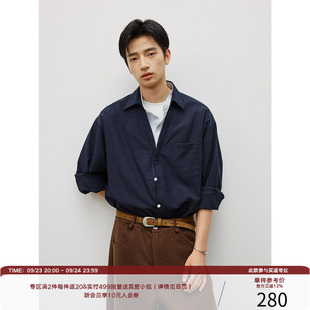 LR MADE 深V翻领 撞色立领门襟 假两件层次感 休闲长袖衬衫