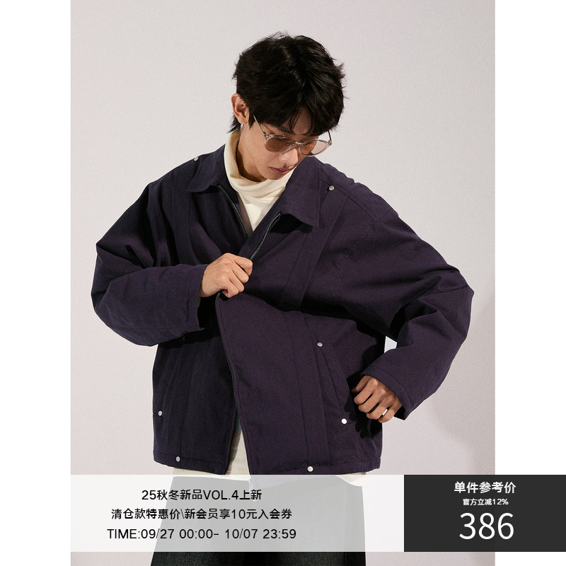LR MADE 24AW 前片大活褶 质感铆钉 洗水做旧料 保暖夹棉夹克外套