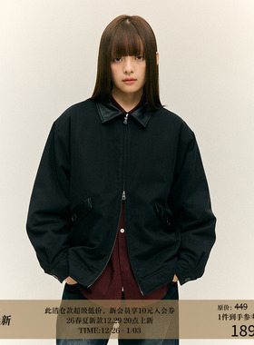 LR MADE 24AW 同色系撞色拼接皮领袋盖 压线结构夹棉保暖外套夹克