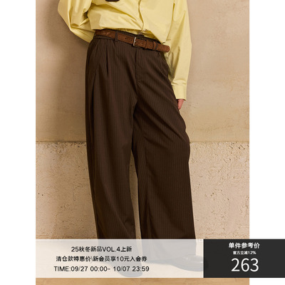 LR MADE 25AW 优雅复古细条纹 层次感打褶 休闲微宽松直筒长西裤
