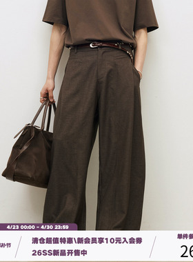 LR MADE 26SS 单褶斜插袋 300G花纱肌理纹TR 廓形飘逸休闲长西裤