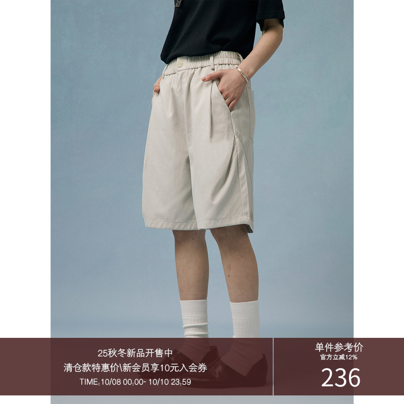 LR MADE 25SS 前后立体打褶 质感天丝棉混纺 复古宽松休闲短裤