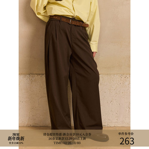 LR MADE 25AW 优雅复古细条纹 层次感打褶 休闲微宽松直筒长西裤