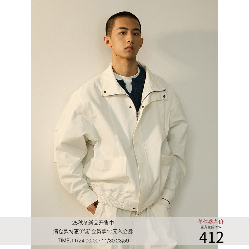 LR MADE 24AW 复古酵洗 立翻领 挺阔棉感廓形拉链四合扣外套夹克