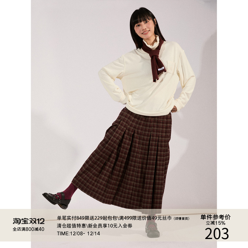 LR MADE 24AW 限定女装 复古苏格兰格纹 重磅法兰绒 百褶A字长裙