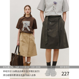 女装 26SS 单品 双排扣可拆卸腰带 A字半身裙 百搭休闲工装 MADE