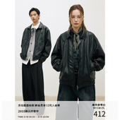 MADE 短款 26SS 前片双弧破缝 PU皮衣夹克外套 复古质感皮面